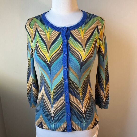 Anthro Tabitha Seared Chevron Cardigan, XS. Seen on Robyn on The Good Wife! Mult - Picture 11 of 13